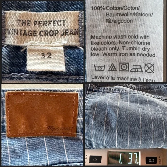Madewell The Perfect Vintage Crop Jean High-Rise Pinstripe Edition L3915 (32) - Picture 5 of 16
